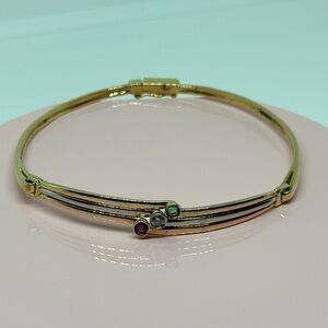 18k real solid gold real diamond ruby’s emerald bracelet​